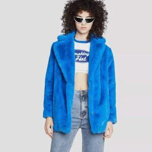 Blue Faux Fur Coat